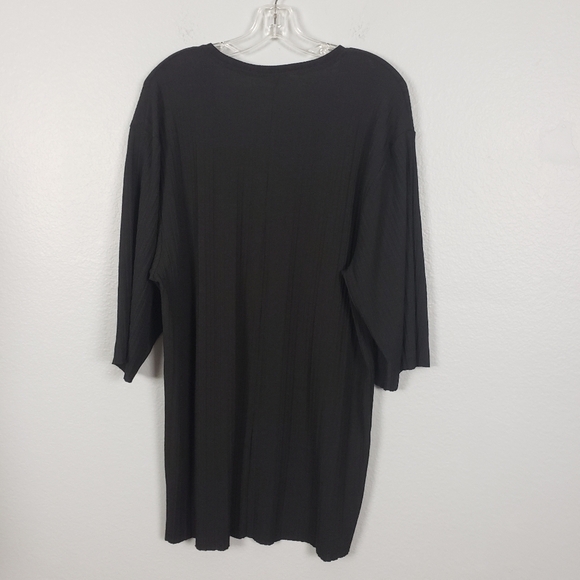 ZARA TRAFALUC Pleated Longline Tunic Oversized V-neck Top Black Sz M - Picture 7 of 10